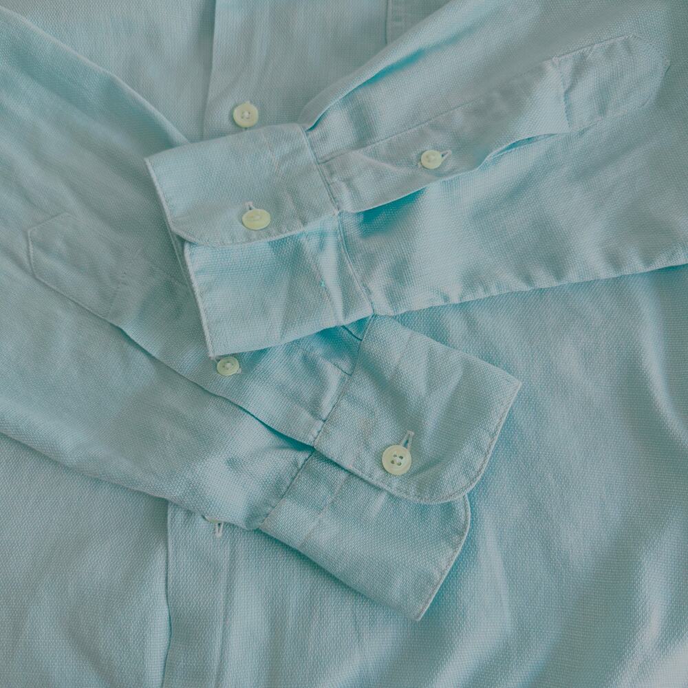 Aquascutum of London Dress Shirt Men 14.5 - 33 Vintage 80s Cotton Coastal Blue - Picture 6 of 7